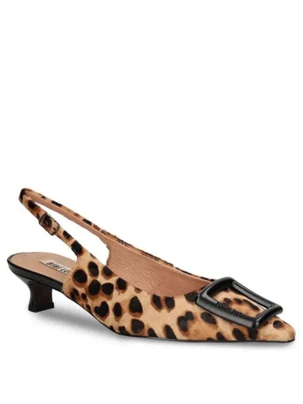 Bibi Lou 8 Leopard Print Slingback Kitten Heel Black Buckle Anthropologie Preppy